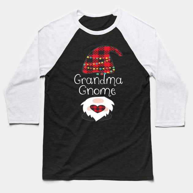 Grandma Gnome Christmas Pajama Red Plaid Buffalo Matching product Baseball T-Shirt by Grabitees